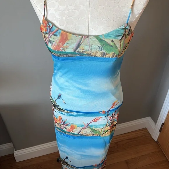 Zara Printed Resort Slip Dress Spaghetti Strap - Picture 4 of 8